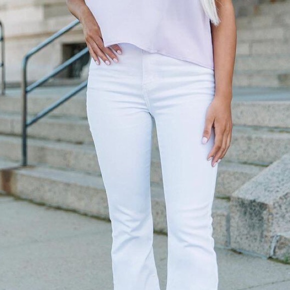 NWT Kan Can White Frayed Hem Flare Bell Jeans - Picture 4 of 4